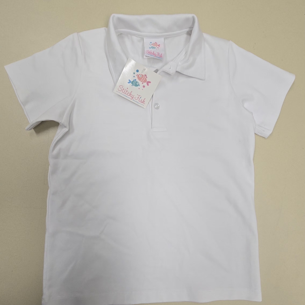 Stitchy Fish Kids White Polo Shirt